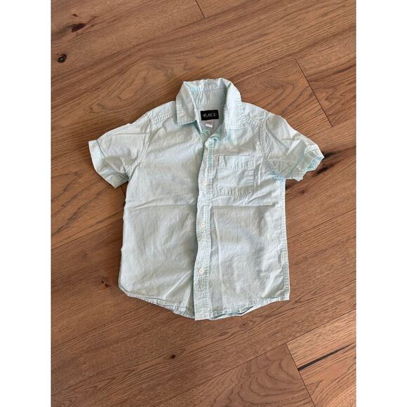 The Childrens Place Boys Blue Button Up Cotton Short Sleeve Polo Shirt Size 6 - Picture 2 of 7